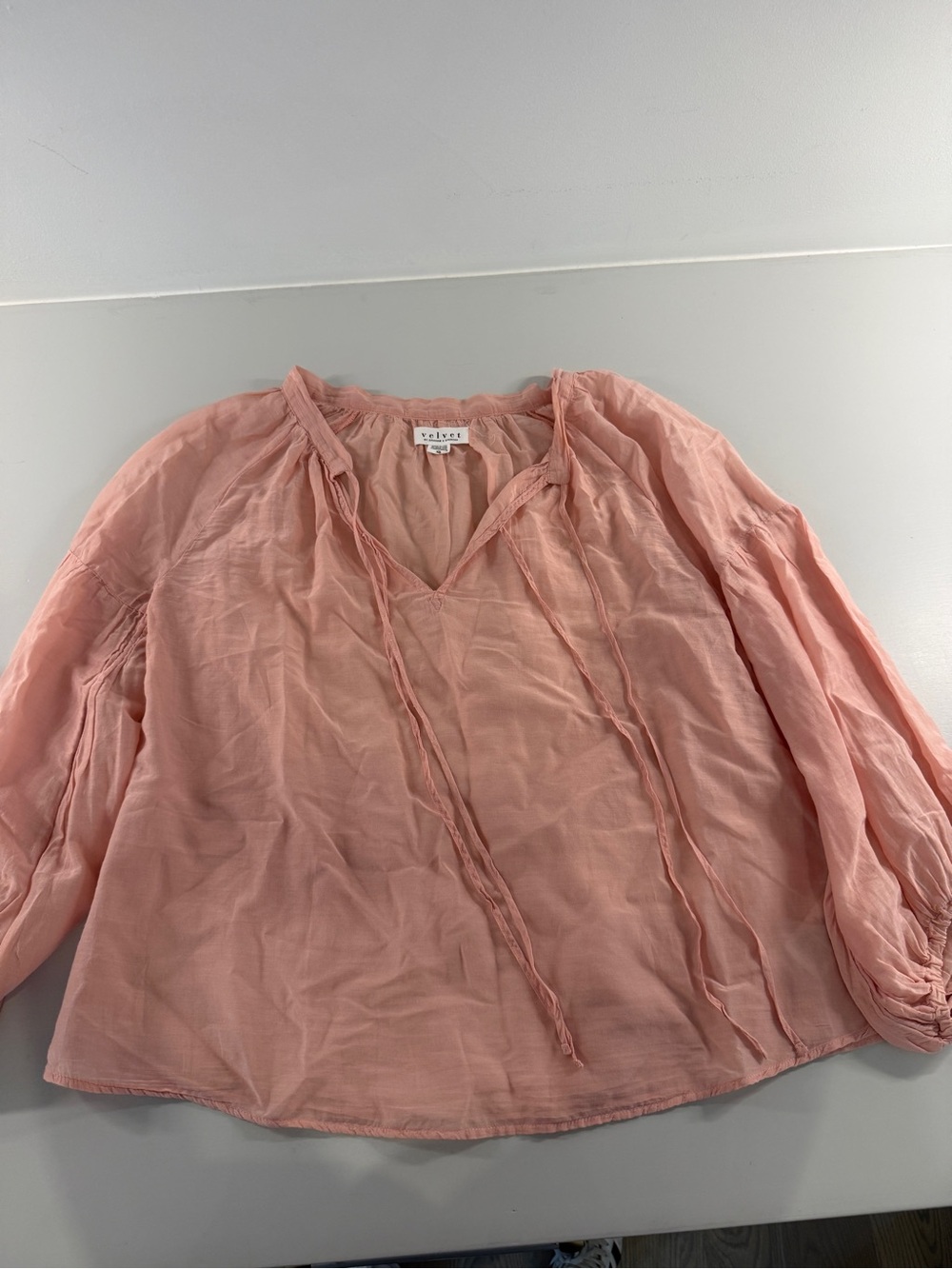 Velvet by Graham & Spencer Blush Pink Peasant Top